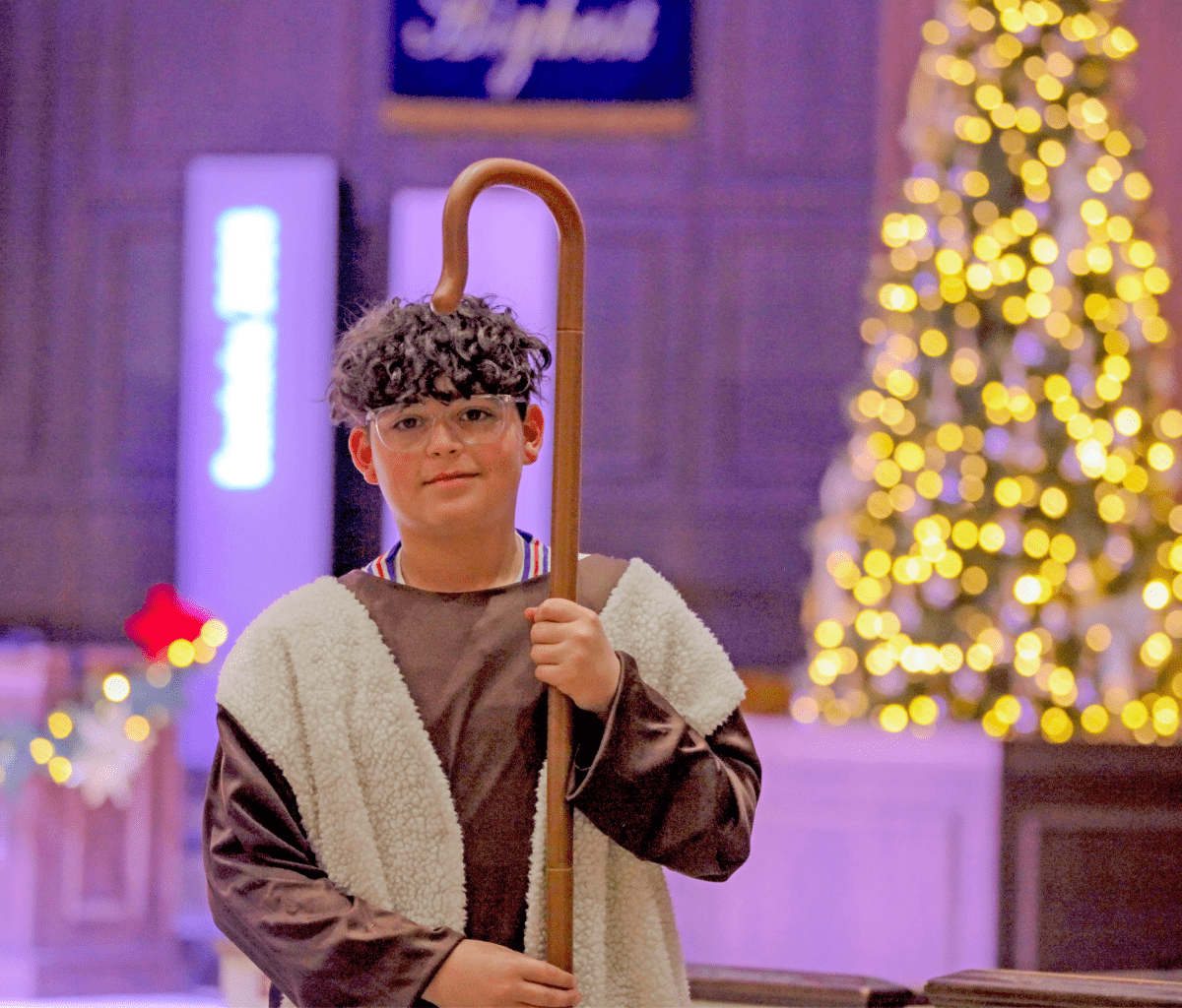 Jayden as a shepherd at Christmas Cantata